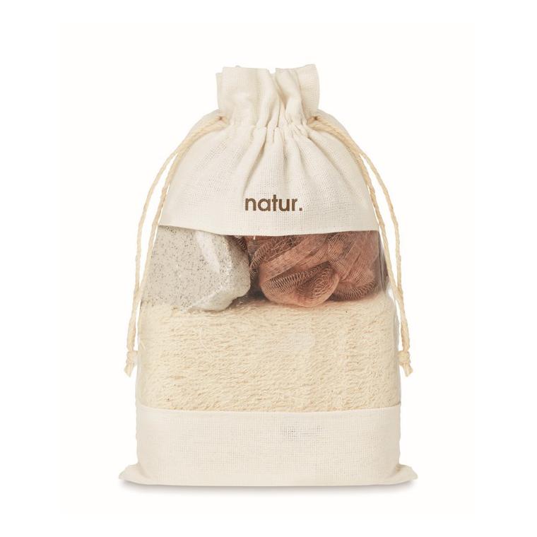 Set de baie în husă de bumbac CUIDA SET Bej