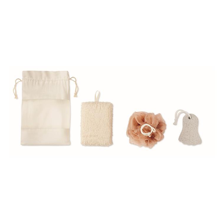 Set de baie în husă de bumbac CUIDA SET Bej