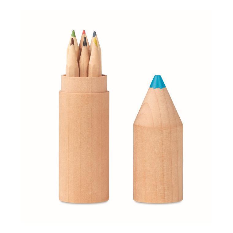 6 creioane în cutie de lemn PETIT COLORET Natur