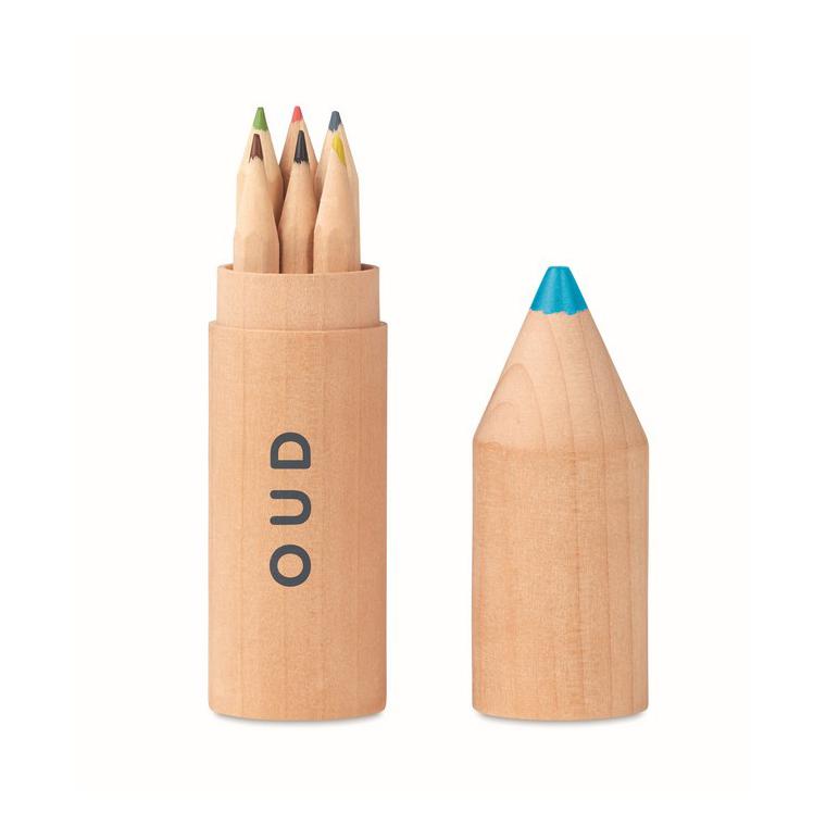 6 creioane în cutie de lemn PETIT COLORET Natur