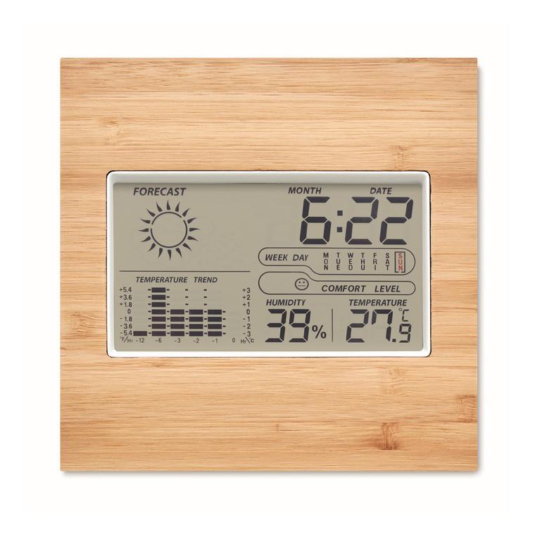 Stație meteo cu față de bambus TURKU Natur