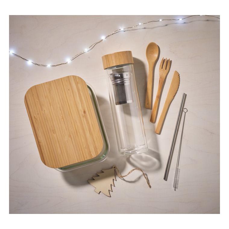 Cutie de prânz, sticlă/bambus TUNDRA LUNCHBOX Transparent