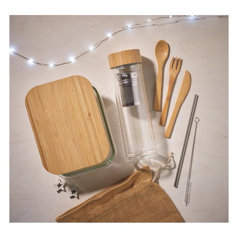 Cutie de prânz, sticlă/bambus TUNDRA LUNCHBOX Transparent