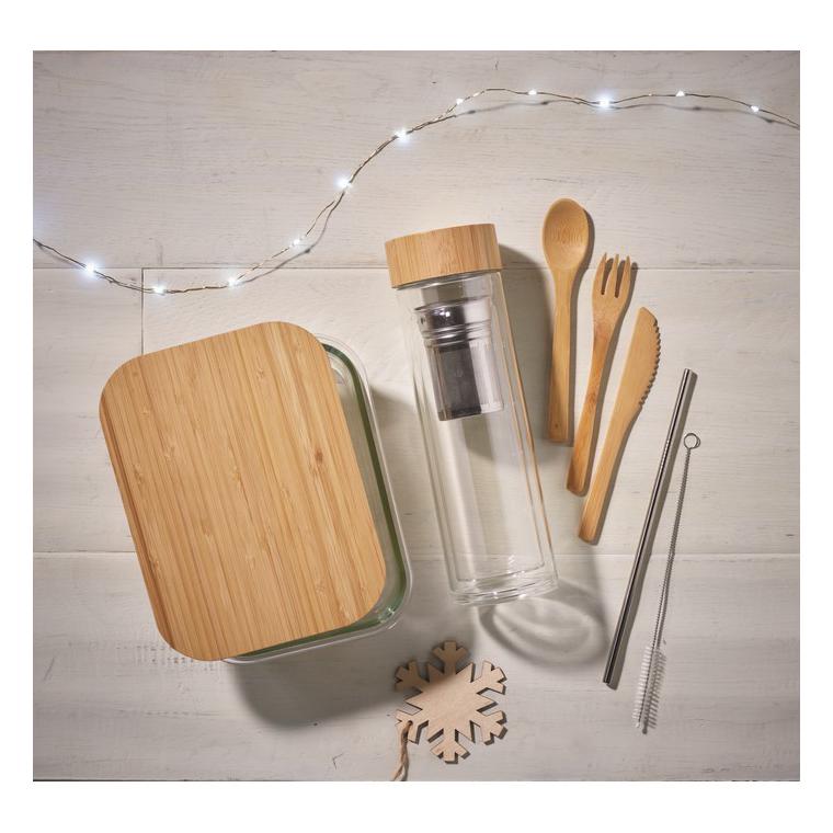 Cutie de prânz, sticlă/bambus TUNDRA LUNCHBOX Transparent
