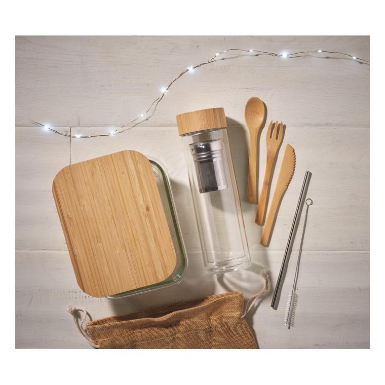 Cutie de prânz, sticlă/bambus TUNDRA LUNCHBOX Transparent