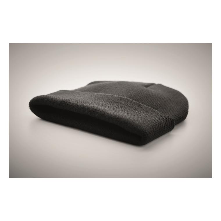 Căciulă poliester cu manșetă POLO RPET Negru