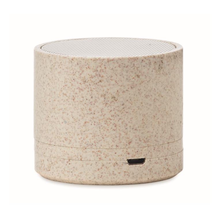 Boxă Wi-Fi în carcasă de paie ROUND BASS+ Bej