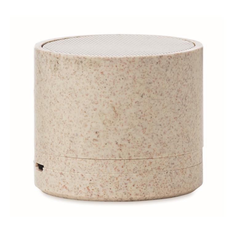 Boxă Wi-Fi în carcasă de paie ROUND BASS+ Bej