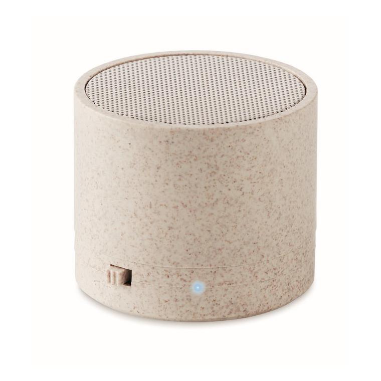 Boxă Wi-Fi în carcasă de paie ROUND BASS+ Bej