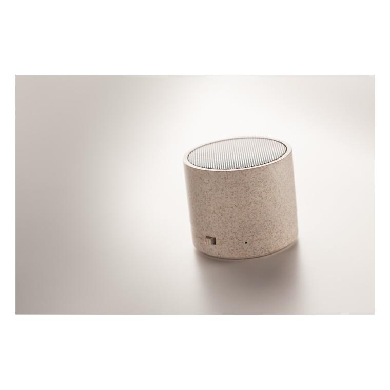 Boxă Wi-Fi în carcasă de paie ROUND BASS+ Bej