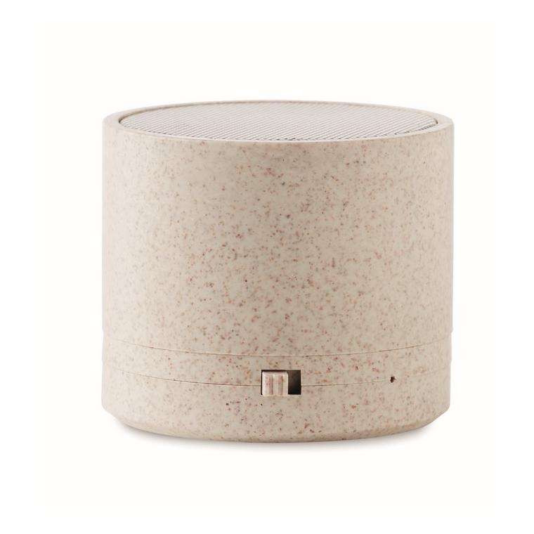 Boxă Wi-Fi în carcasă de paie ROUND BASS+ Bej