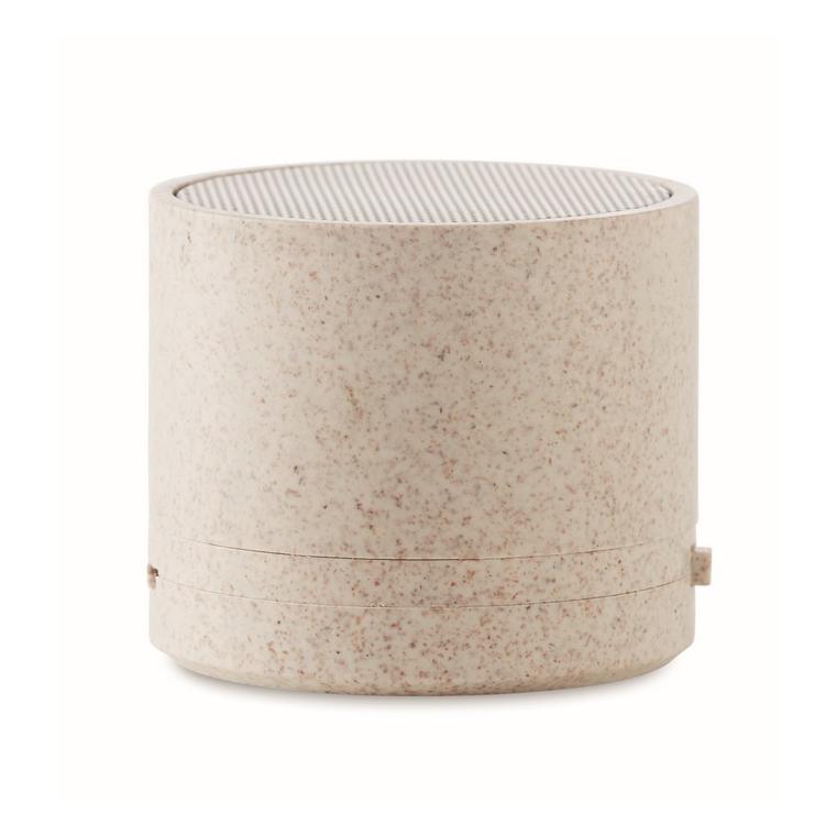 Boxă Wi-Fi în carcasă de paie ROUND BASS+ Bej
