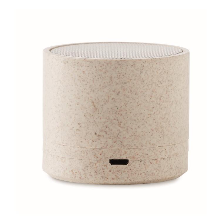 Boxă Wi-Fi în carcasă de paie ROUND BASS+ Bej