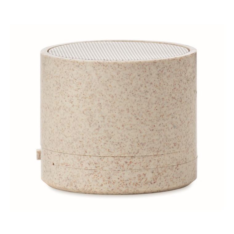 Boxă Wi-Fi în carcasă de paie ROUND BASS+ Bej