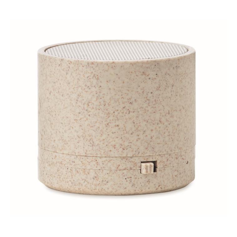 Boxă Wi-Fi în carcasă de paie ROUND BASS+ Bej
