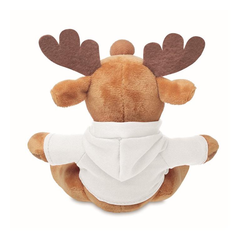 Ren de pluș cu glugă RUDOLPH Alb