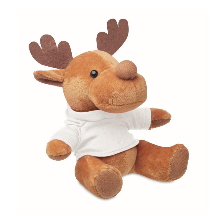 Ren de pluș cu glugă RUDOLPH Alb