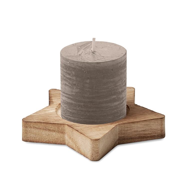 Lumânare cu bază stea din lemn LOTUS Gri