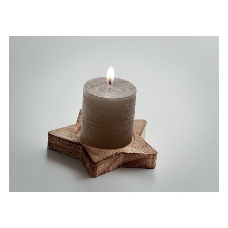 Lumânare cu bază stea din lemn LOTUS Gri