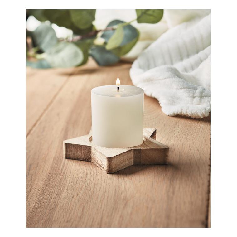 Lumânare cu bază stea din lemn LOTUS Natur