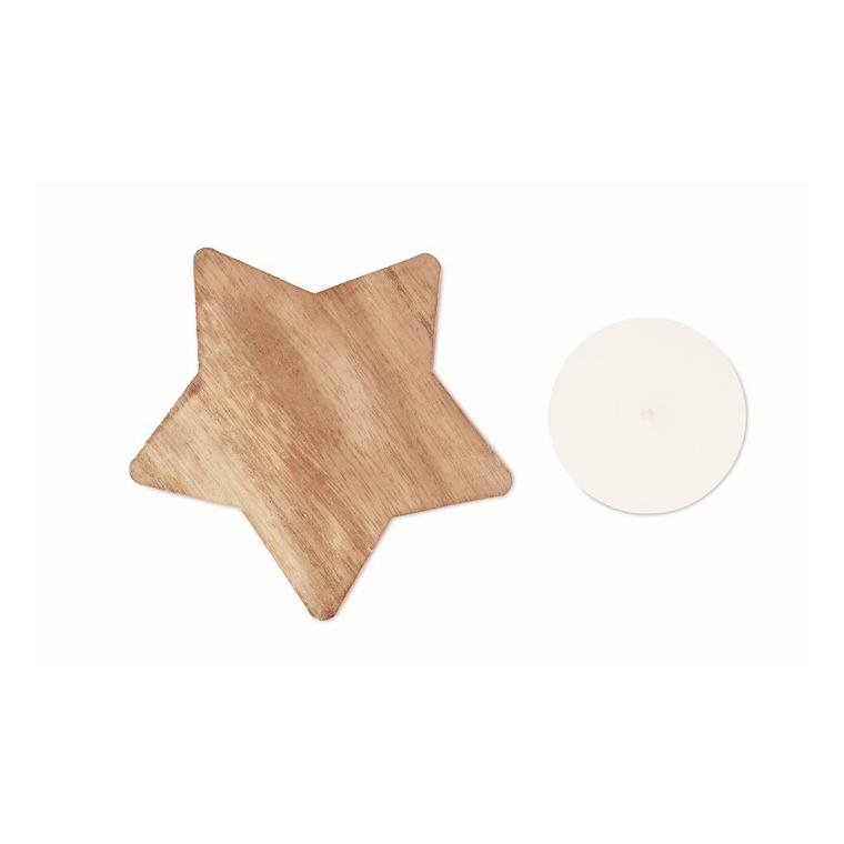 Lumânare cu bază stea din lemn LOTUS Natur