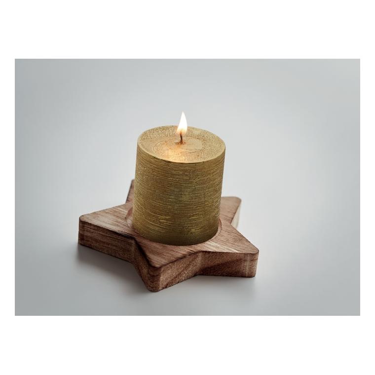 Lumânare cu bază stea din lemn LOTUS Auriu