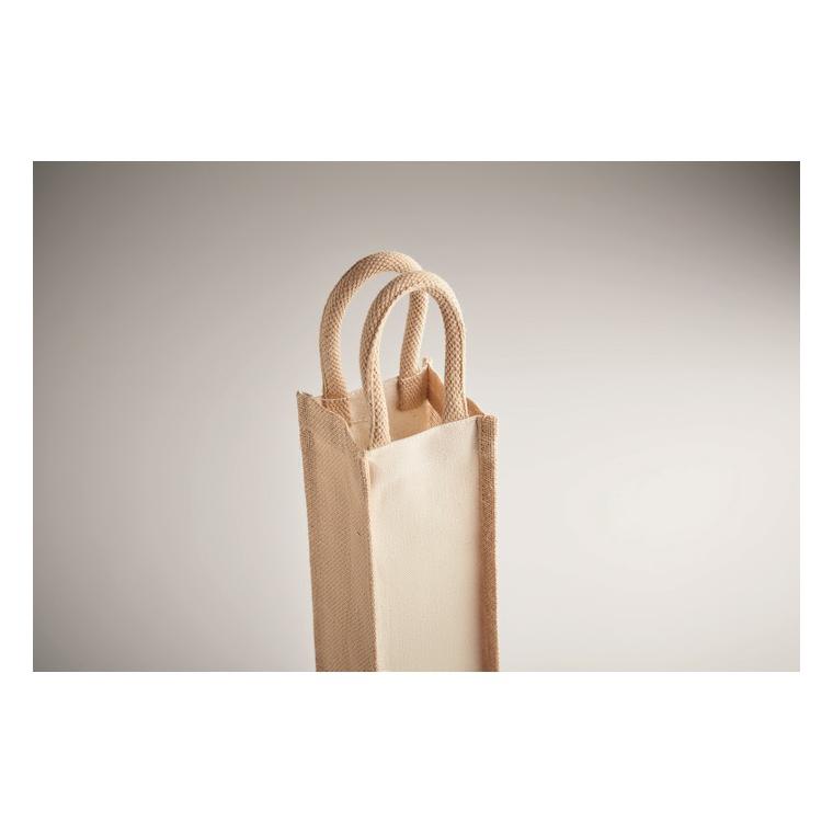 Pungă din iută pentru o sticlă CAMPO DI VINO Bej