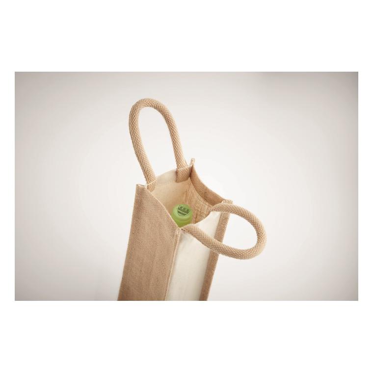 Pungă din iută pentru o sticlă CAMPO DI VINO Bej