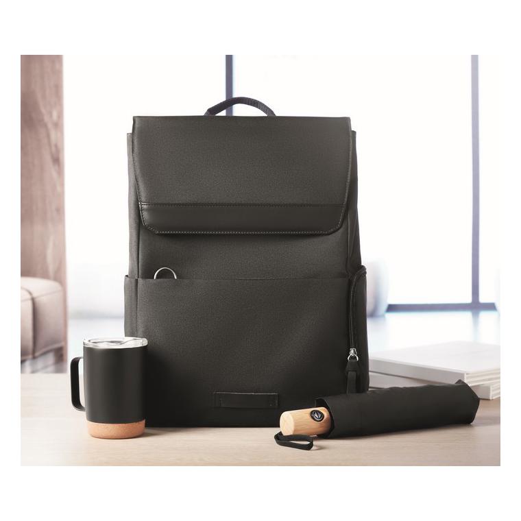 Umbrelă 190T RPET 23 inch LEEDS Negru