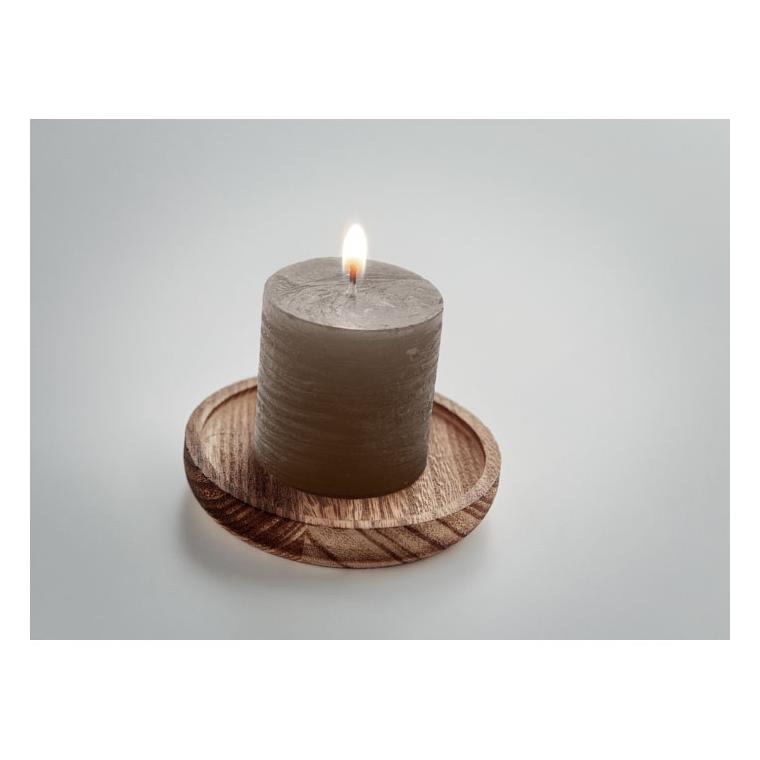 Lumânare pe suport din lemn PENTAS Gri