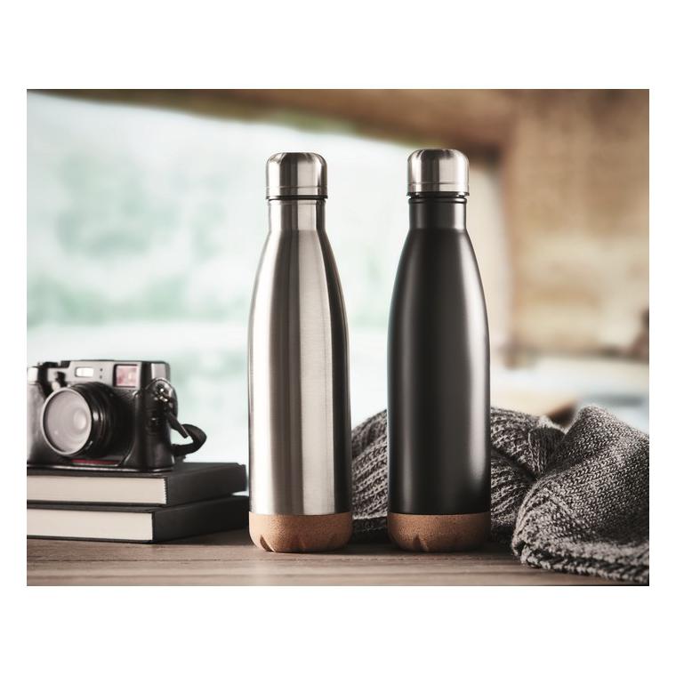 Sticlă cu perete dublu 500 ml ASPEN CORK Argintiu mat