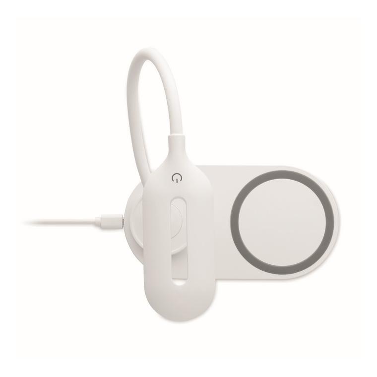 Lampă de birou și încărcător SATURN Alb