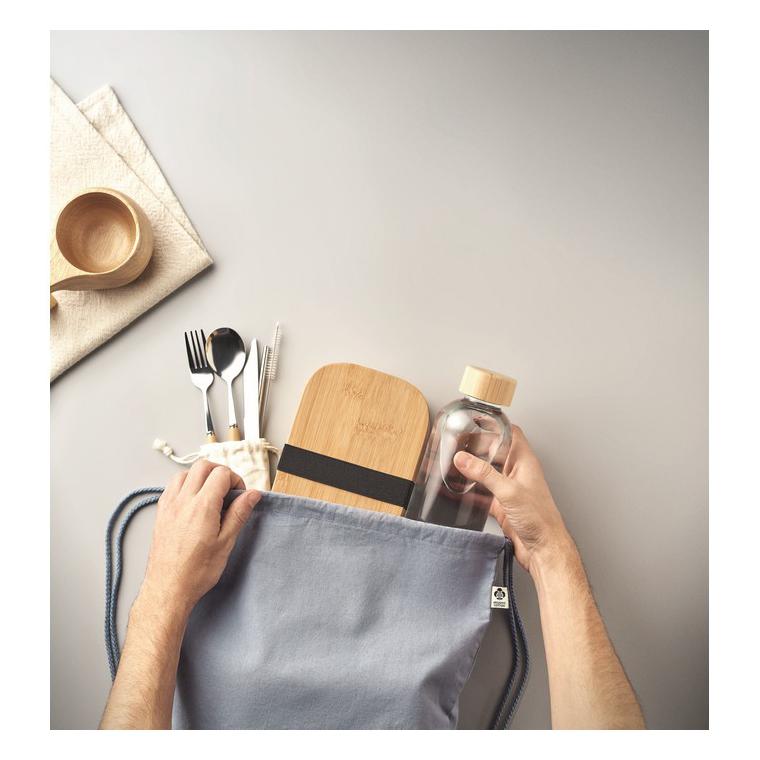 Rucsac cu cordon din bumbac YUKI COLOUR Albastru deschis