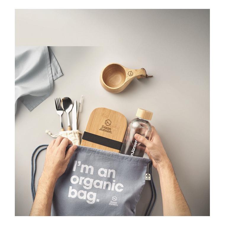 Rucsac cu cordon din bumbac YUKI COLOUR Albastru deschis