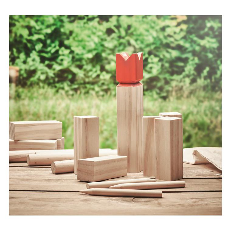 Joc șah viking din lemn de pin KING Natur