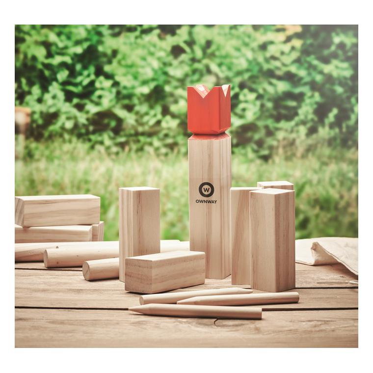 Joc șah viking din lemn de pin KING Natur