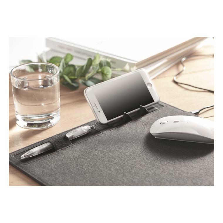 RPET mousepad cu încărcător 15W SUPERPAD Gri închis