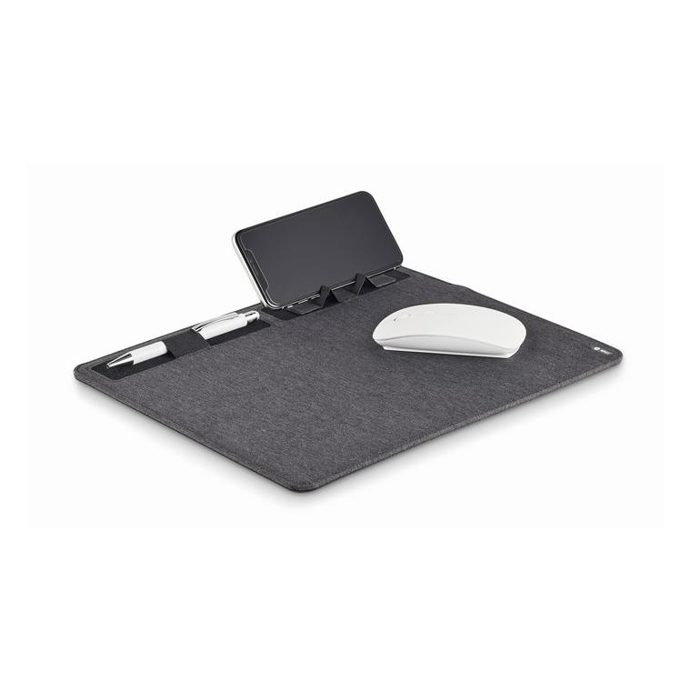 RPET mousepad cu încărcător 15W SUPERPAD Gri închis