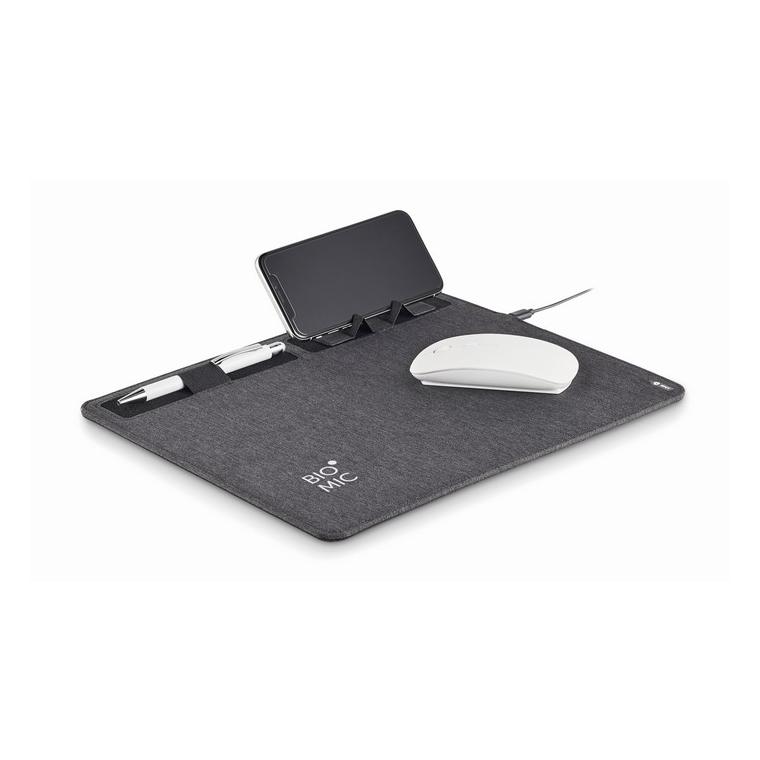 RPET mousepad cu încărcător 15W SUPERPAD Gri închis