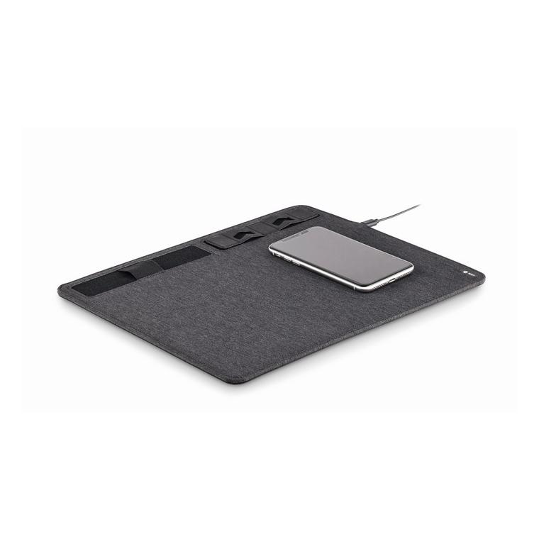RPET mousepad cu încărcător 15W SUPERPAD Gri închis