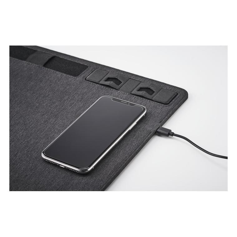 RPET mousepad cu încărcător 15W SUPERPAD Gri închis
