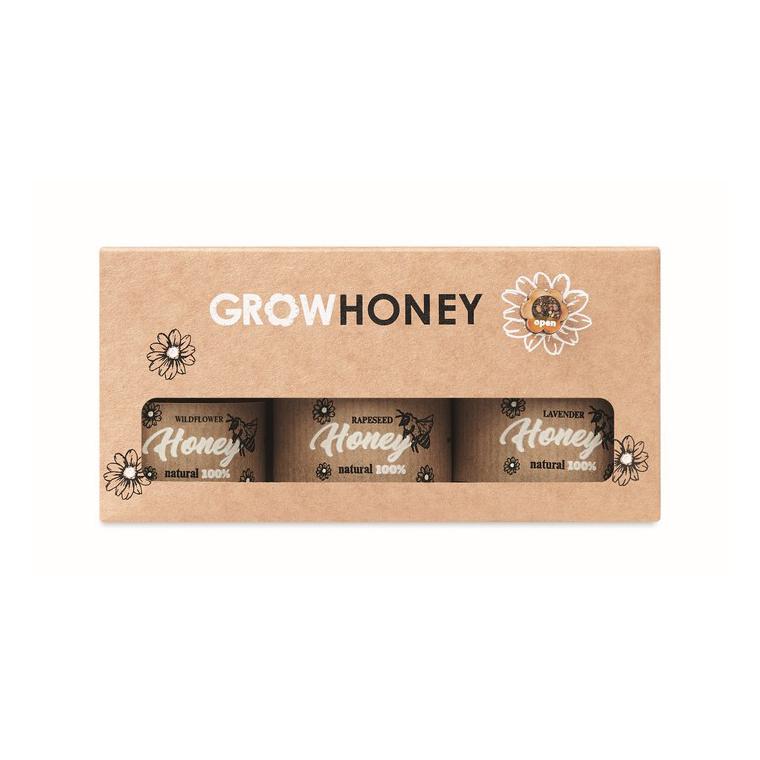 Set de 3 borcane cu miere BEEBEE SET Natur