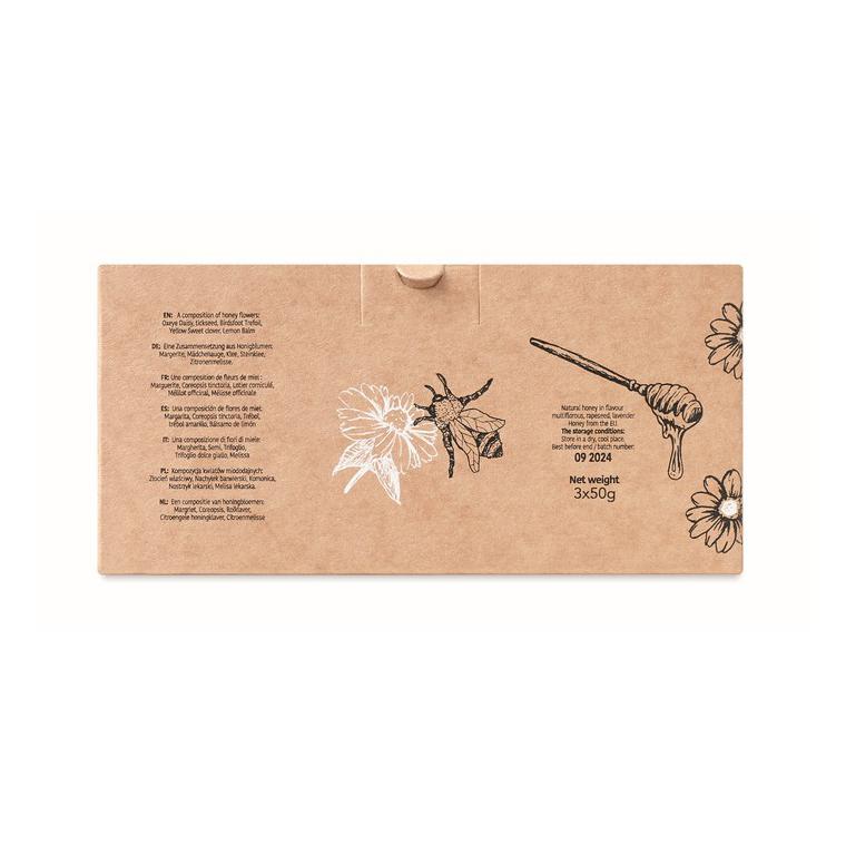 Set de 3 borcane cu miere BEEBEE SET Natur