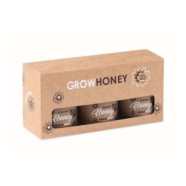 Set de 3 borcane cu miere BEEBEE SET Natur