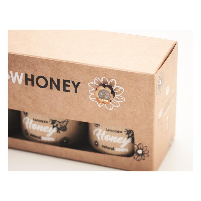 Set de 3 borcane cu miere BEEBEE SET Natur