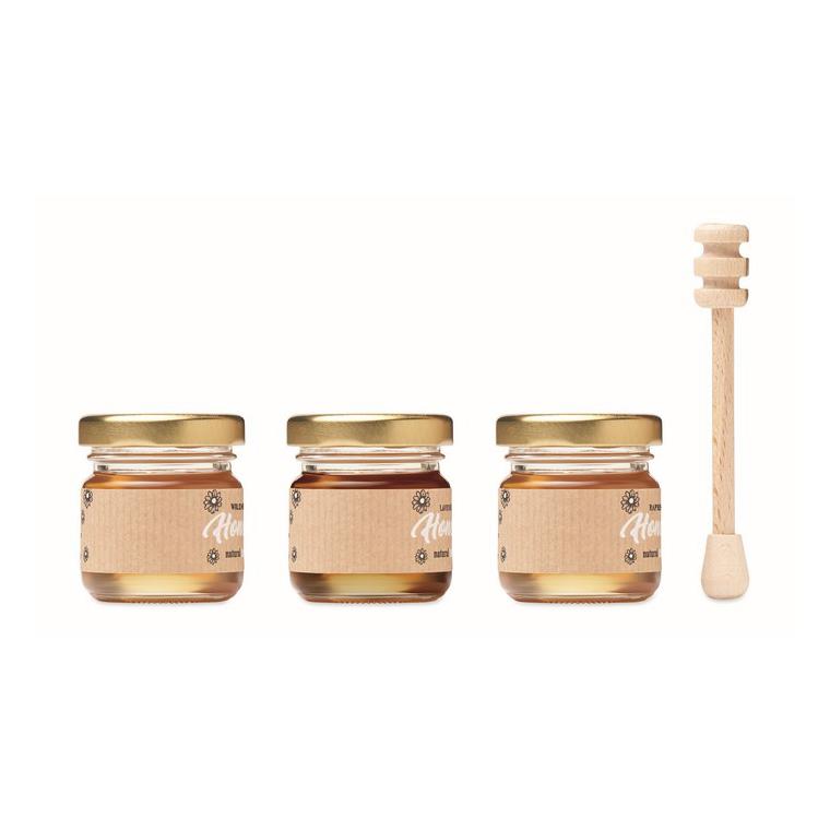 Set de 3 borcane cu miere BEEBEE SET Natur