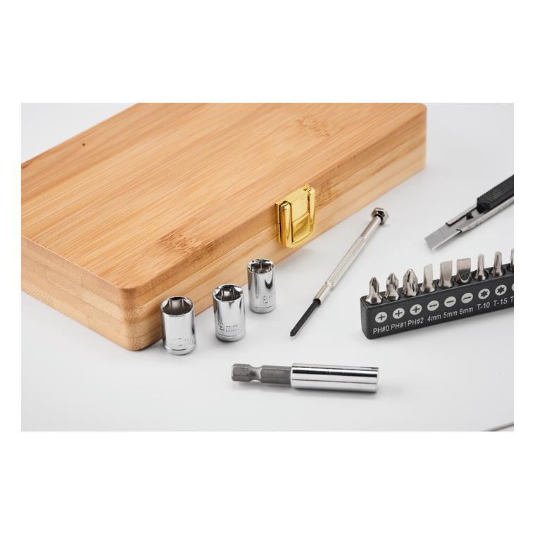 Set de unelte în cutie bambus GALLAWAY Natur