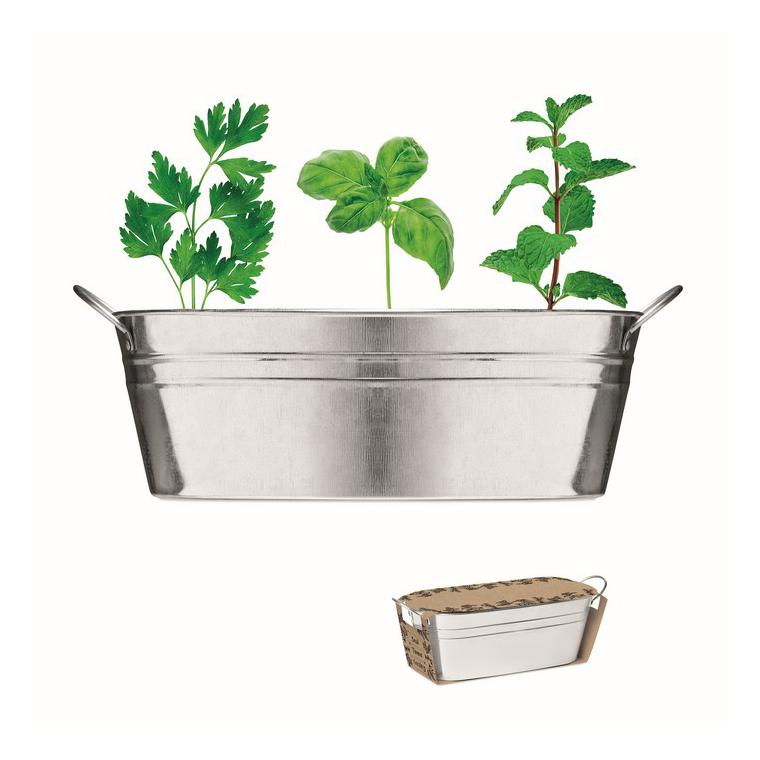 Ghiveci din zinc cu semințe MIX SEEDS Argintiu mat