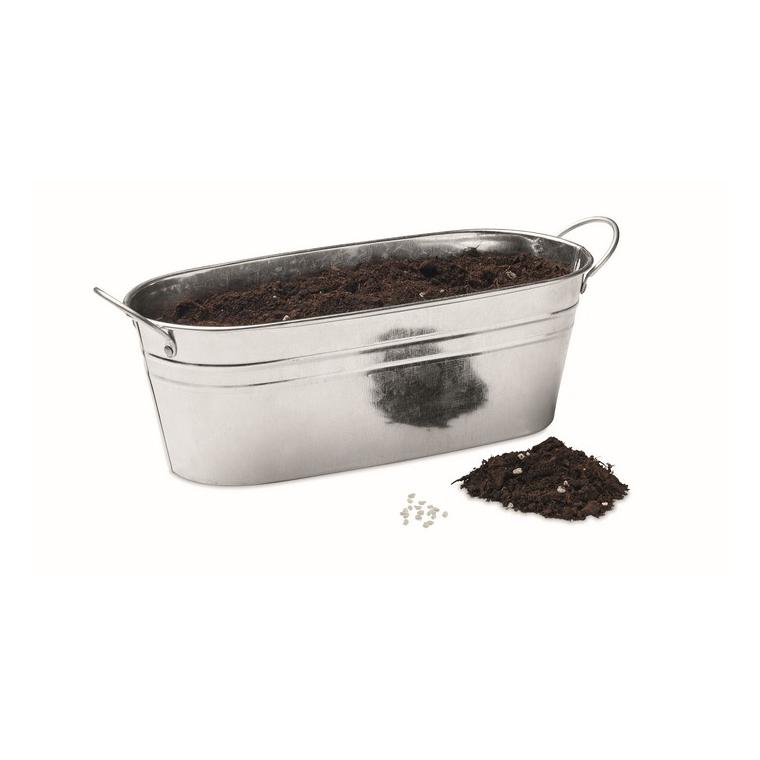 Ghiveci din zinc cu semințe MIX SEEDS Argintiu mat