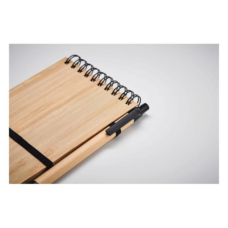 Set agendă A6 din bambus SONORABAM Negru